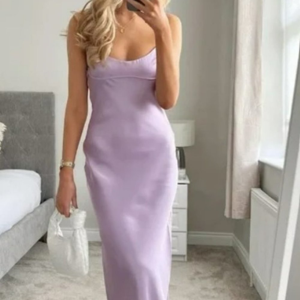 Zara Lilac Satin Dress (New with Tags)
